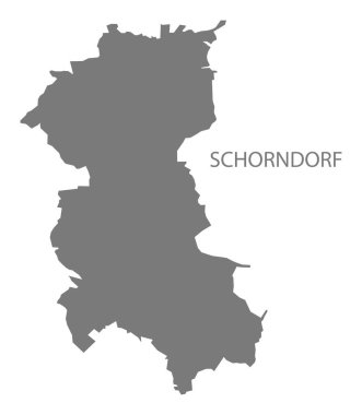 Schorndorf şehir haritası ile ilçeler gri çizim silueti şekli