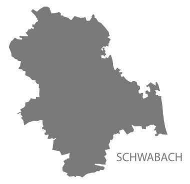 Schwabach şehir haritası ile ilçelerin gri çizim silueti şekli