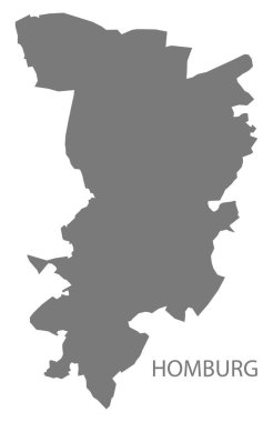 Gri çizim silüeti olan Homburg şehir haritası