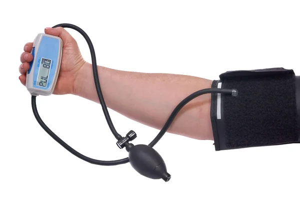 Vérnyomásmérés Szabályozás Pulzusszám Kompakt Digitális Tonométerrel — Stock Fotó