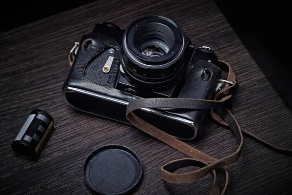 Стара Плівкова Камера Зношеному Футлярі — стокове фото