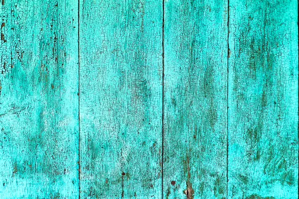 Eski ahşap yüzeyde çatlamış ve yıpranmış turkuaz boya. Tasarım projeleri, web siteleri, posterler ve klasik sanat eserleri için mükemmel bir rustik arka plan