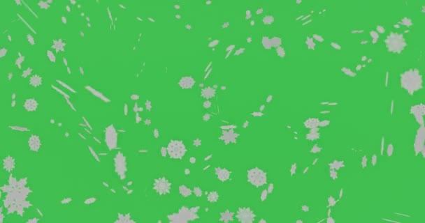 Zeleném Pozadí Ležel Sníh Zimní Pomalu Padající Sníh Efekt Chroma — Stock video