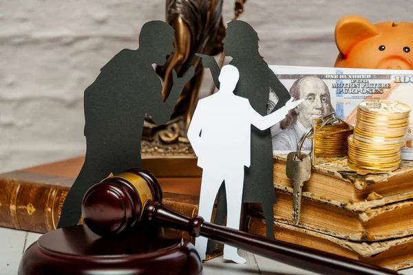 Silhouette symbol. Child custody. Family law proceedings. Divorce mediation, legal separation
