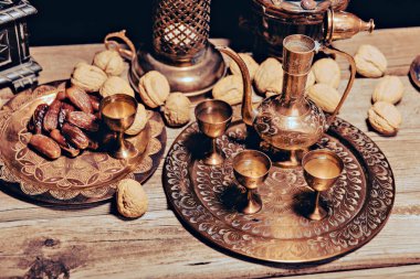 Arabic Cuisine. Middle Eastern traditional lunch. Its also Ramadan Iftar. The Meal eaten by Muslims after sunset during Ramadan