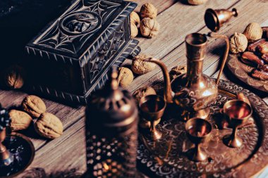 Arabic Cuisine. Middle Eastern traditional lunch. Its also Ramadan Iftar. The Meal eaten by Muslims after sunset during Ramadan