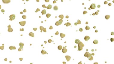 kivi yağmuru, şeffaf arkaplanda izole