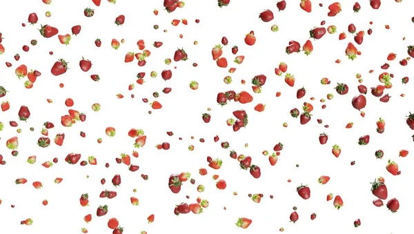 Aardbeienregen Geïsoleerd Transparante Achtergrond — Stockfoto