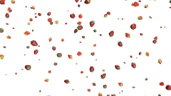 透明な背景に隔離されたイチゴの落下雨 — ストック写真