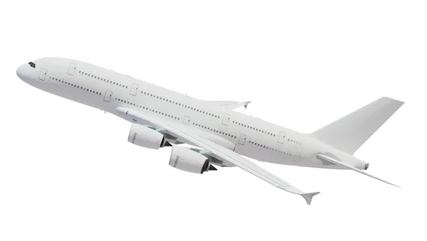 Μεγάλο Επιβατικό Αεροπλάνο Που Απομονώνονται Λευκό Φόντο — Φωτογραφία Αρχείου