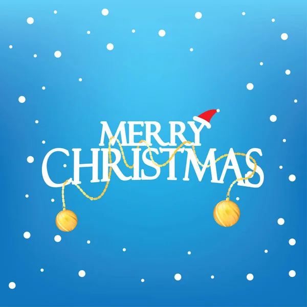 メリークリスマスと幸せな新年の挨拶青の背景ベクトルのデザイン上のクリスマスボール ポスター カード — ストックベクタ