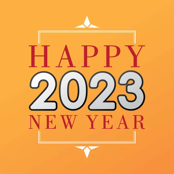 2023 Feliz Ano Novo Saudação Fundo Laranja Ilustração Vetorial Para — Vetor de Stock
