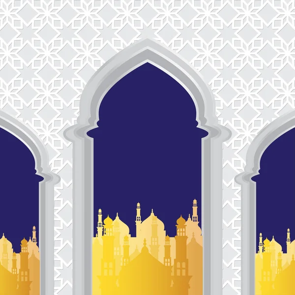 Golden Mosque White Wall Islamic Background Vector Illustration Grafică vectorială