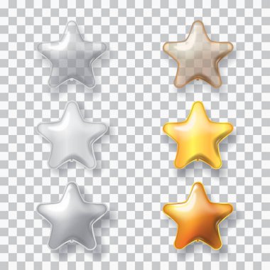 Gold and Silver Star Shape Balloon set Vector Illustration