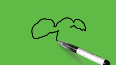 Açık ve koyu kahverengi renkli, soyut yeşil arkaplanda siyah çizgili karınca böceği çiz