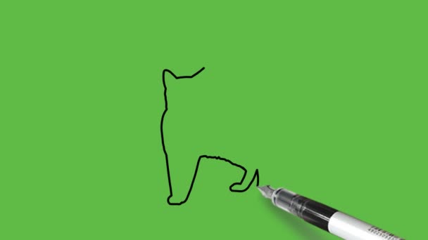 Rysuj Psa Stojącego Kolorze Niebieskim Połączeniu Czarnym Zarysem Abstrakcyjnym Zielonym — Wideo stockowe