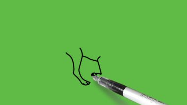 Soyut yeşil arkaplanda siyah çizgili mavi renk kombinasyonunda çalışan bir köpek çiz