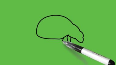 Mavi renk kombinasyonlu uğurböceği ile soyut yeşil arkaplanda benekli deri ve siyah ana hatları çiz