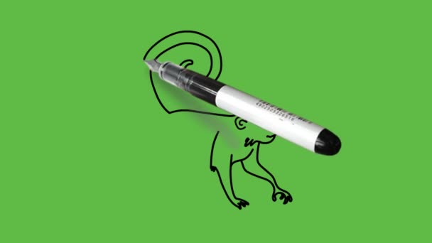 Малювати Мавпу Або Бабуїн Ходить Поєднанні Світлого Темно Коричневого Кольорів — стокове відео