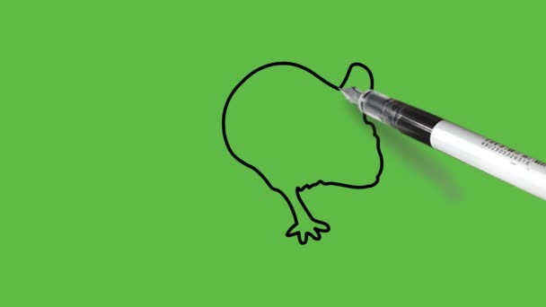 Kreslit Krysy Kráčející Modré Barvě Kombinaci Černým Obrysem Abstraktním Zeleném — Stock video