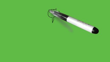 Hızlı koşan genç bir çocuk çiz. Yeşil tişört, siyah pantolon ve soyut yeşil arka planda siyah çizgili beyaz ayakkabılar giyerek kollarını kıvır.