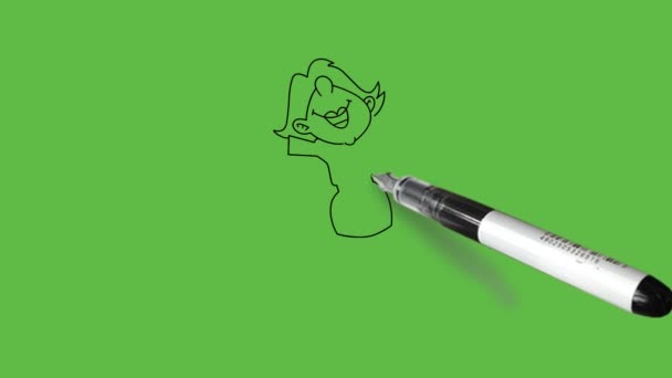 Малювати Молоду Дівчину Стрибає Радістю Відкритими Ногами Руками Коричневим Волоссям — стокове відео