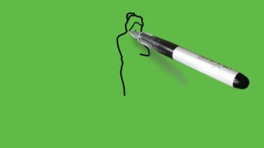 Dik duran genç bir kız çiz. İki elini de mavi tişört, kısa pantolon ve soyut yeşil arka planda siyah çizgili ayakkabılar giyerek yüzünü kapat.