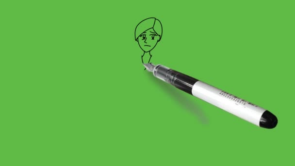 Zeichnen Sie Junge Ärztin Die Gerade Mit Stethoskopfaltenarmen Vom Ellenbogen — Stockvideo