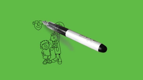 Desenhe Família Linda Todos Membros Faixa Etária Como Crianças Encantadoras — Vídeo de Stock