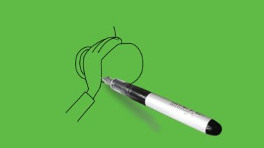 Çalışan teleskopun insan eliyle çekilmiş yakın görüntüsünü çiz. Soyut yeşil ekran arkaplanındaki siyah çizgilerle uzaklara bak.