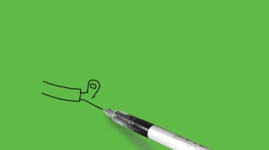 İki insan elinin yakın görüntüsünü çiz. Soyut yeşil ekran arka planında siyah çizgili ağır küboit kutusunu taşı.