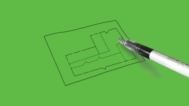 Soyut yeşil arkaplanda siyah çizgili dikdörtgen şekilli yerleşim kolonisinin coğrafi haritasına yakından bak