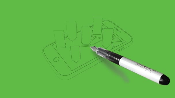 Desenhe Tela Próxima Telefone Inteligente Mostrar Muitas Tags Vendas Livre — Vídeo de Stock