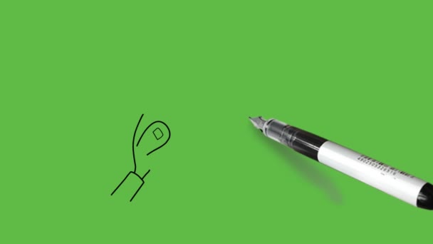 在抽象的绿色背景上 用黑色的轮廓勾勒出人类手中长方形的书的近景 — 图库视频影像