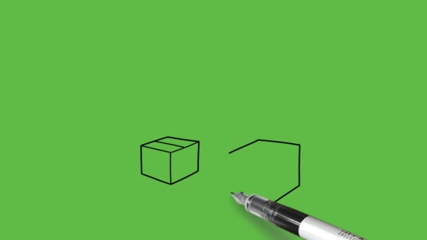 Desenhe Tamanho Diferente Cubo Cuboide Com Contorno Preto Fundo Tela — Vídeo de Stock