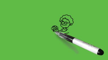 Kanepeye oturup ellerini sımsıkı tutarak iki kadın çiz soyut yeşil ekran arka planda siyah çizgilerle.  