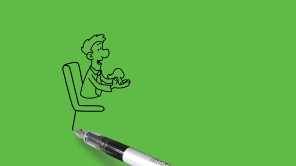 Kreslit Dva Mladý Muž Sedět Židli Před Sebou Diskutovat Některé — Stock video