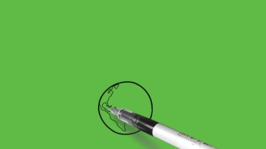 Genç adam sevinç ve heyecanla gökyüzüne atlıyor soyut yeşil ekran arka planında siyah çizgiler var.            