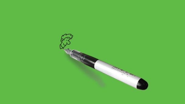 Kreslit Mladý Muž Lezení Nahoru Schodiště Černým Obrysem Abstraktní Zelené — Stock video