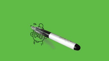 Soyut yeşil ekran arka planında siyah çizgili WAAAH ile bağıran iki gülen çizgi film karakteri çiz   