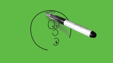 Soyut yeşil ekran arka planında siyah çizgili evrensel küreyi dizüstü bilgisayarla çiz   