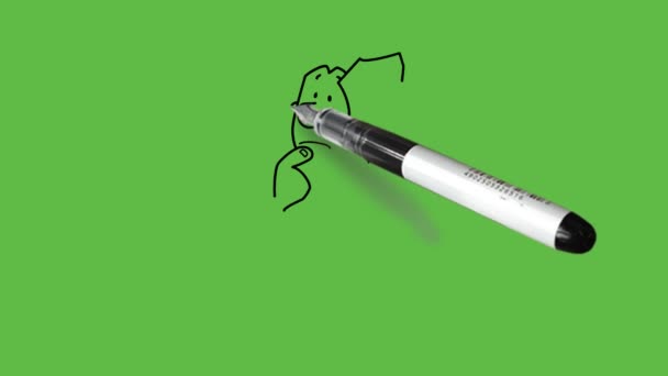 Desenhar Jovem Segurar Dedo Indicador Direito Boca Lenço Mão Esquerda — Vídeo de Stock
