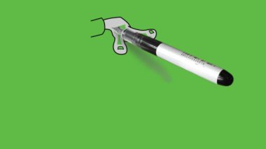 Yürüyen genç adamın arkasını çekin, memurun emri üzerine ağır bir kutu taşıyın ve yeşil ekran arka planında siyah çizgiler oluşturun.     