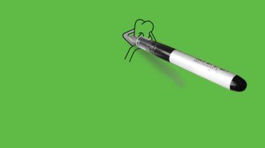 Yakalayıcı aletle insan eli azıdişlerini çiz. İzleyicilere soyut yeşil ekran arka planında siyah çizgileri göster.   