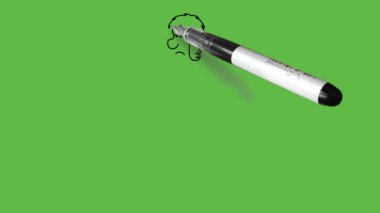 Ayakta duran genç kız, iki elini de belinde tut ve soyut yeşil ekran arka planında siyah çizgiler olsun.        