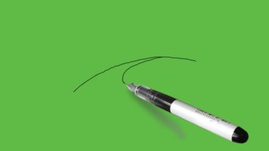 Genç adam dik dur yolda iki elini kalçanda tut soyut yeşil ekran arka planında siyah çizgiler.    