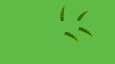 Yeşil ekran arka planında yeşil yapraklı birkaç pembe çiçek desenine katılma setini çiz