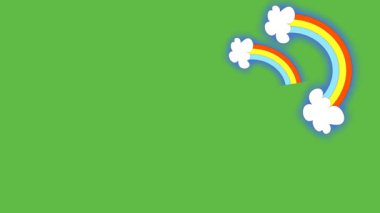 yeşil ekran arka planında toprak ile renkli gökkuşağı dekorasyonu serisi çiz