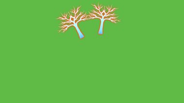 Yeşil arkaplanda dairesel biçimde birleştirilmiş şık kahverengi çiçek dekorasyonu çiz