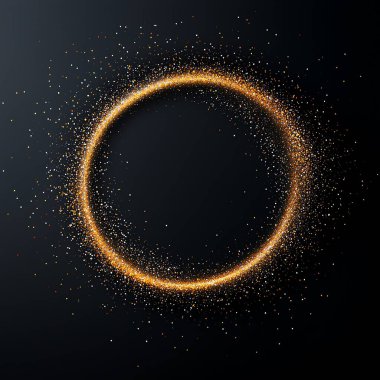 A stunning graphic design featuring a glowing circular shape made of sparkling particles on a dark background, perfect for modern art projects, digital displays, and creative visua clipart